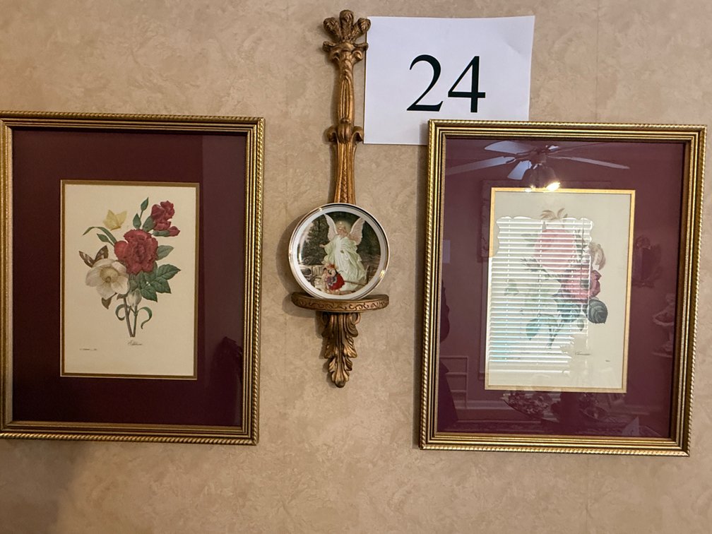 2 P.J. REDOUTE PRINTS GILT FRAMED