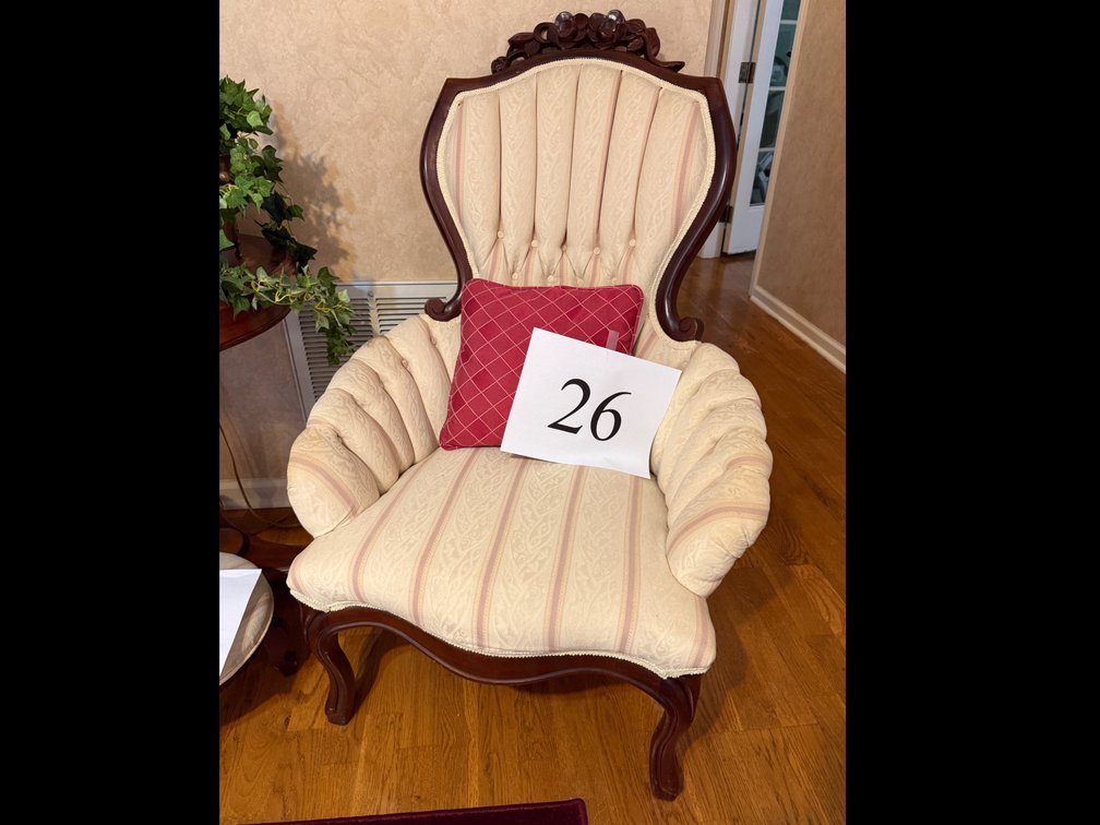 PETITE VICTORIAN ARMCHAIR WITH PIERCED CARVINGS