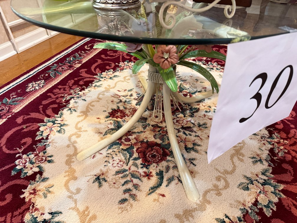 30" FLORAL GLASS TOP TABLE