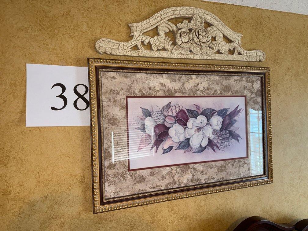 GILT FRAMED FLORAL PRINT BY HELAM BROWN AND ROSE TOPPER