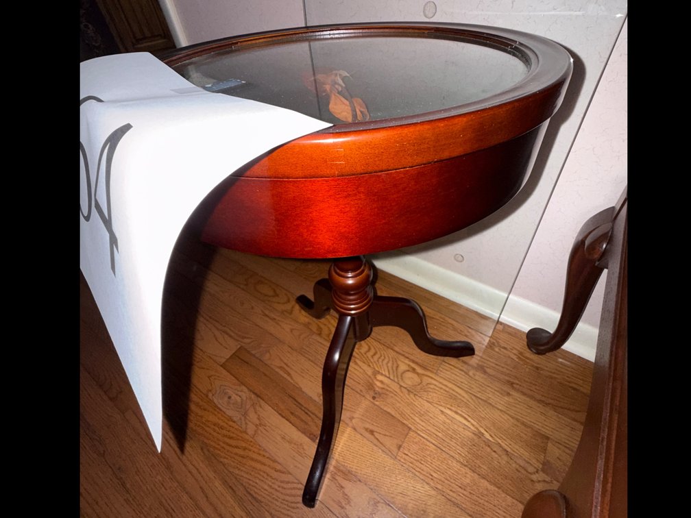 14.5" PEDESTAL GLASS TOP TROPHY/SHOW TABLE