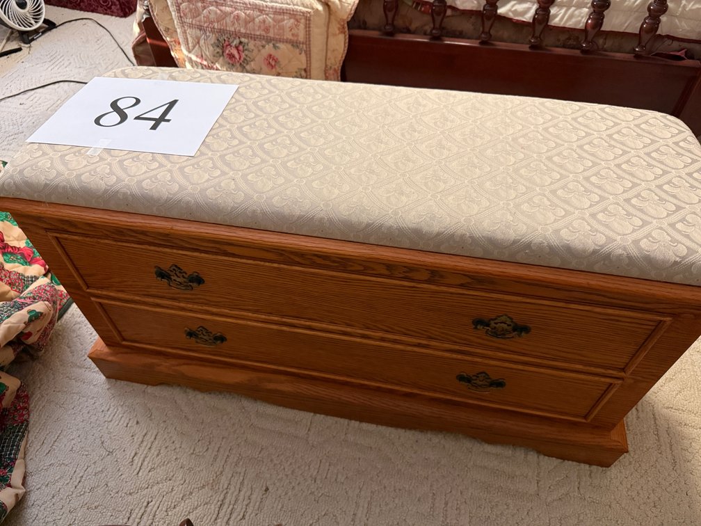 BENCH TYPE CEDAR CHEST WITH CUSHION