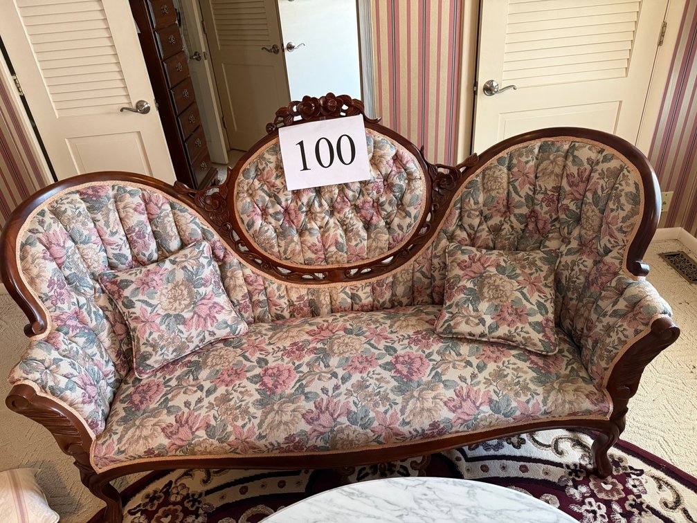 VICTORIAN STYLE PIERCED CARVED SOFA APPROX 68"