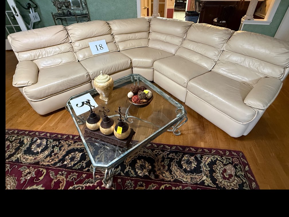 13.5' 5 PC LEATHER SECTIONAL SOFA WITH END RECLINERS