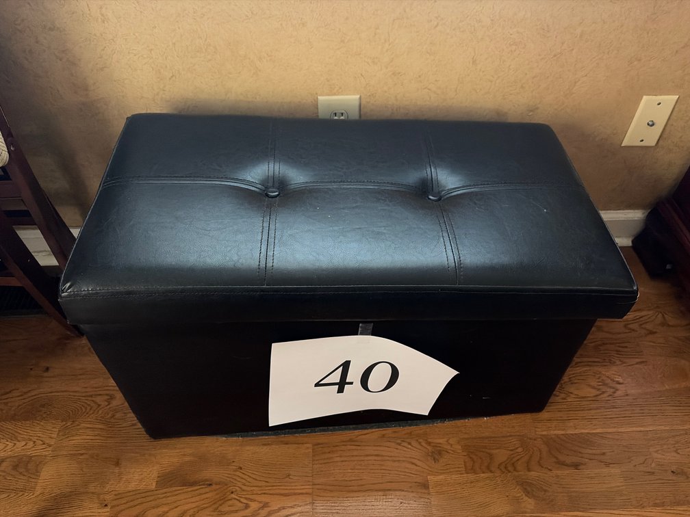 BLACK LEATHER BENCH WITH STORAGE