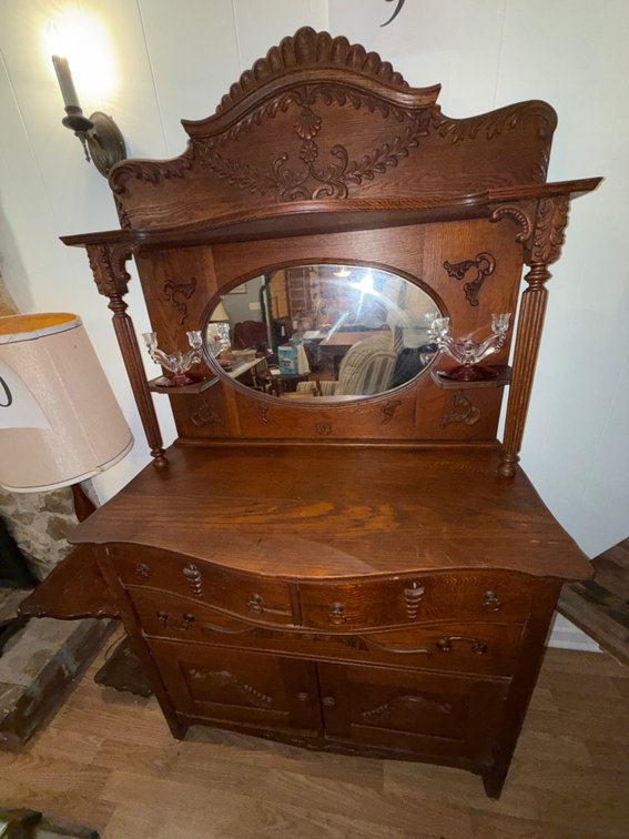 Antique serpitine front oak dresser