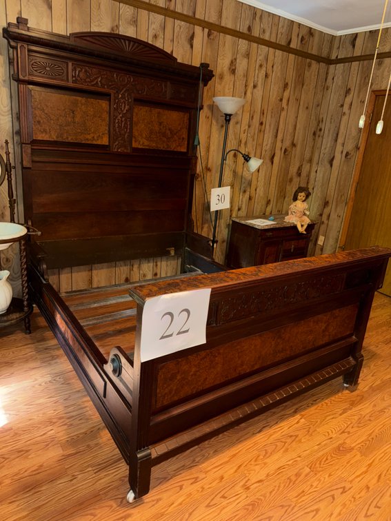 Antique victorian high back bed