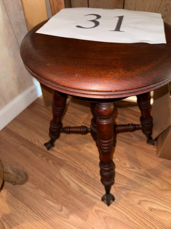 Antique glass ball & claw foot organ stool