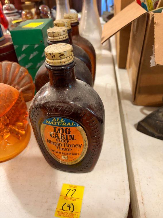 4 LOG CABIN SYRUP BOTTLES