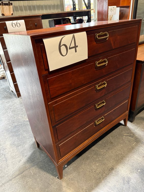 APPROX 44" LANE 5 DRAWER WOOD CHEST OF DRAWERS