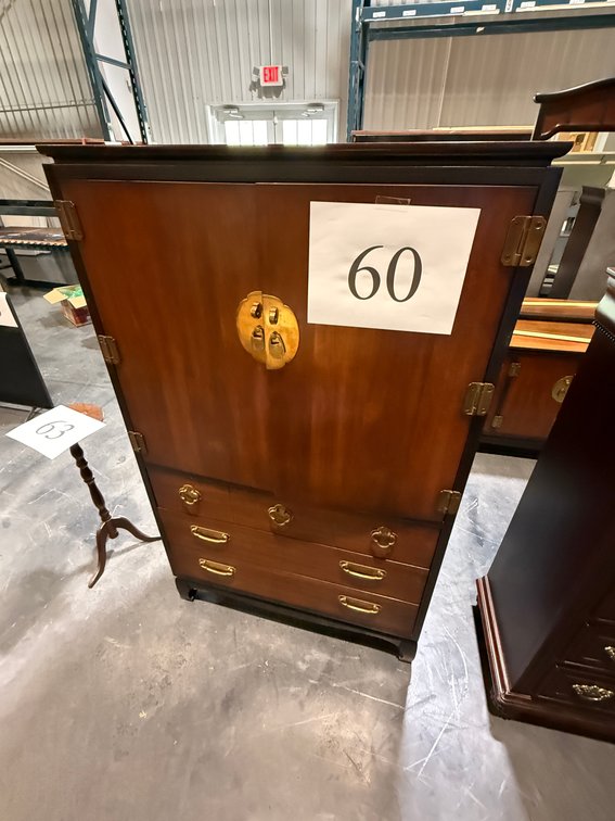 APPROX 64" LANE 4 DRAWER 2 DOOR WOOD CHEST/PRESS