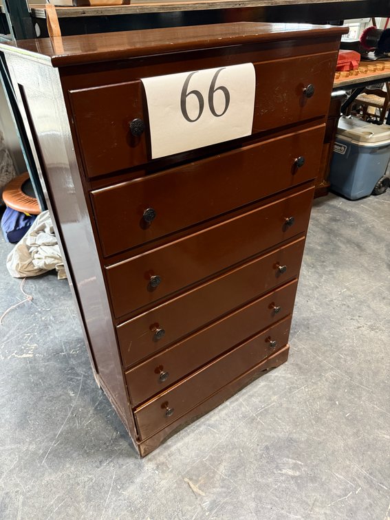 APPROX 50" PAINTED WOOD 6 DRAWER CHEST OF DRAWERS