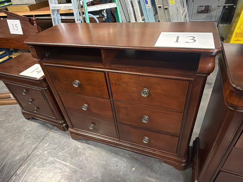 6 DRAWER MEDIA DARK CHERRY FINISH STAND