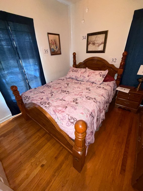 QUEEN SIZE CANNON BALL POST BED; MATTRESS AND BOX SPRINGS