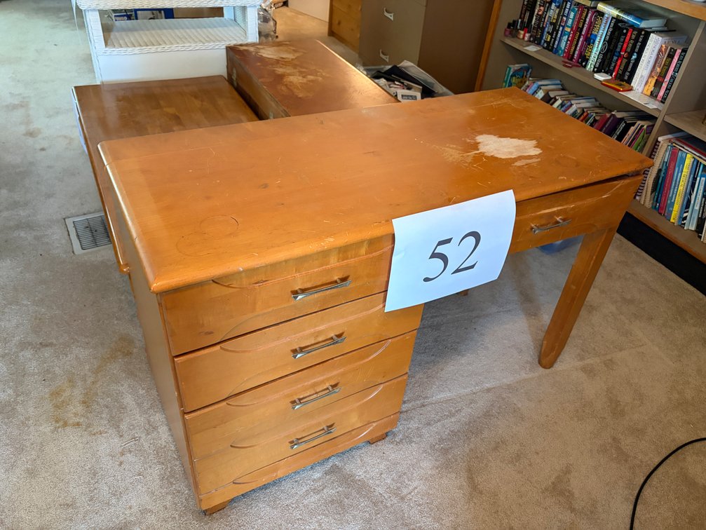 5 DRAWER DESK- NEEDS REFINISHED