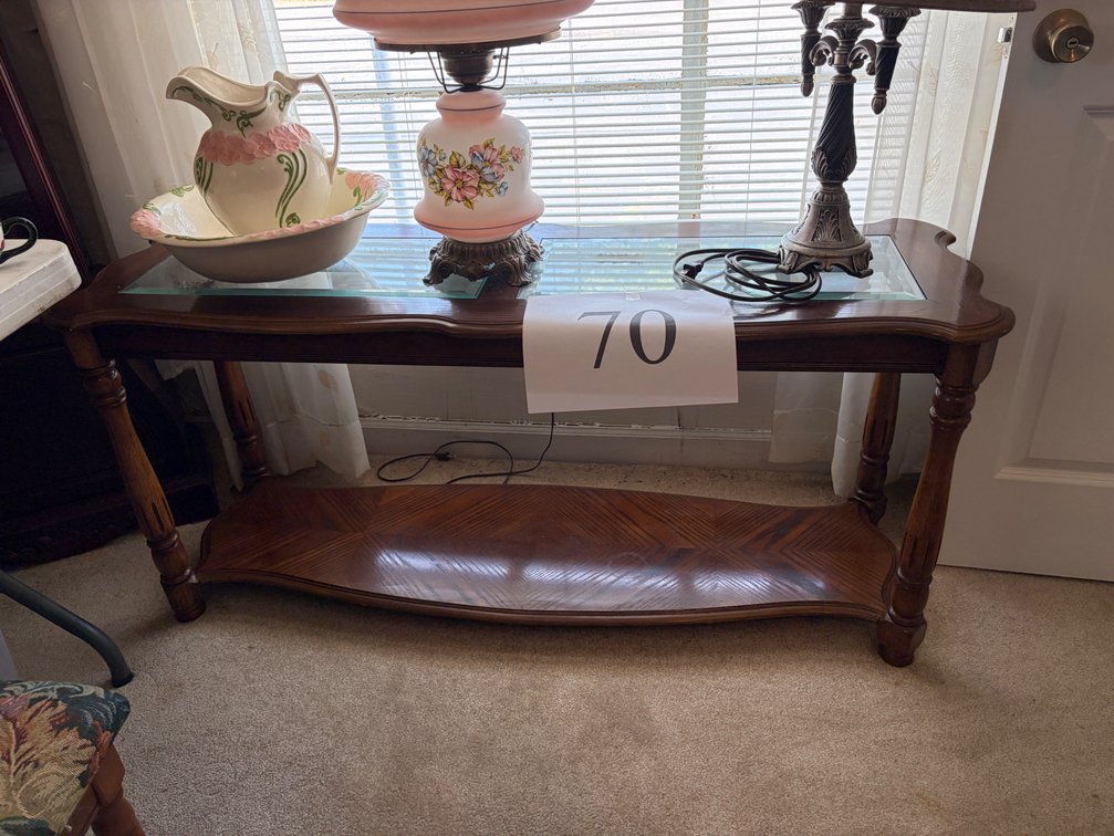 SOFA TABLE WITH GLASS INLAY