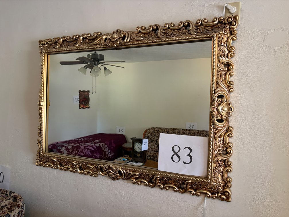 LARGE GILT PLASTIC FRAMED MIRROR