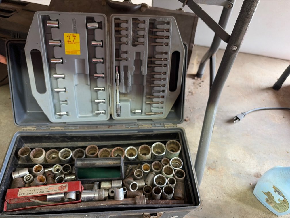 Tool box of 1/2 sockets; 3/8 sockets and 1/4 sockets etc.