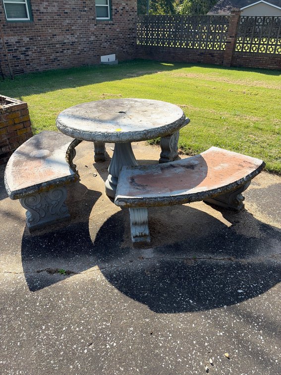 Concrete table and benches