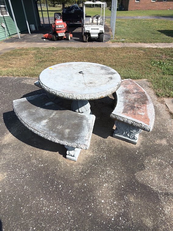 Concrete table and benches