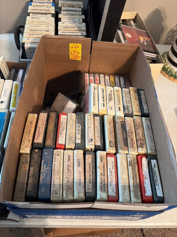 3 boxes 8 track tapes & misc