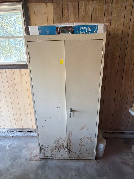 6ft metal cabinet and contents