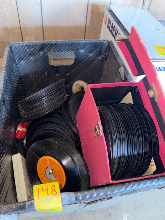 Box of 45rpm records