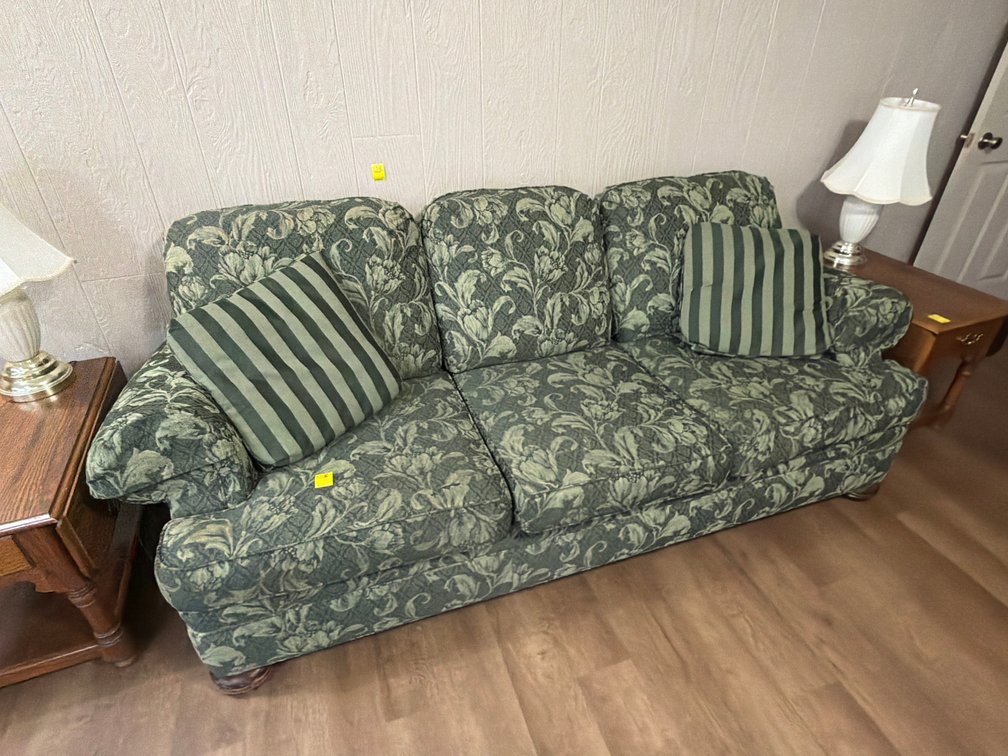 Green floral sofa