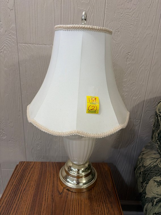 2 classic white fluted porcelain or ceramic table lamp