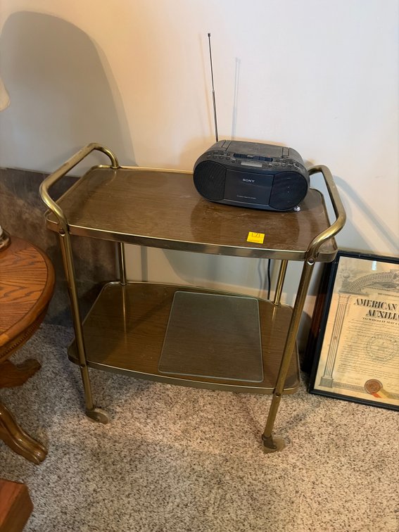 Cart on wheels; sony stereo