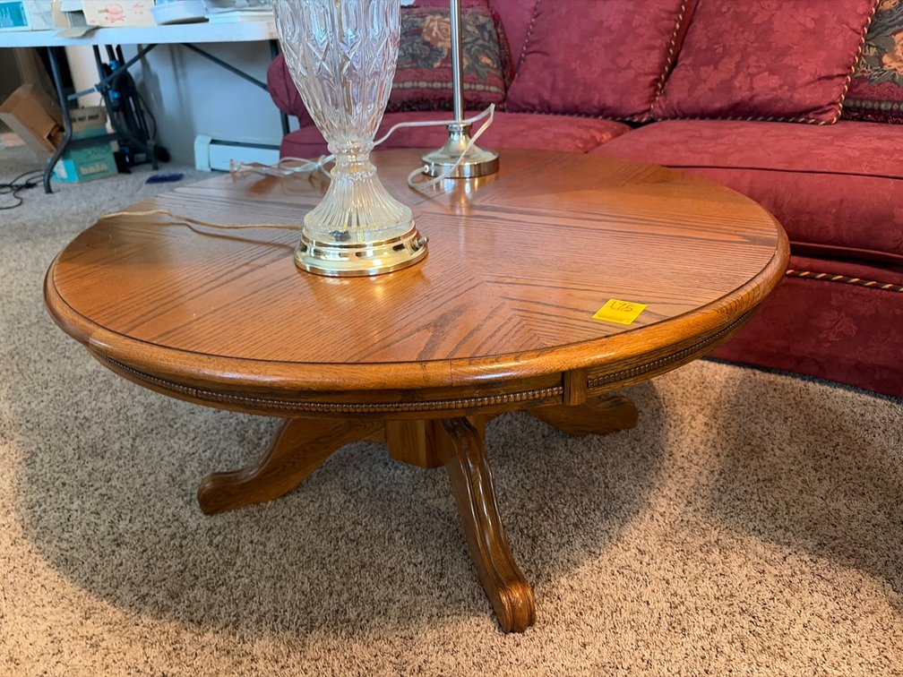 40” round wood coffee table