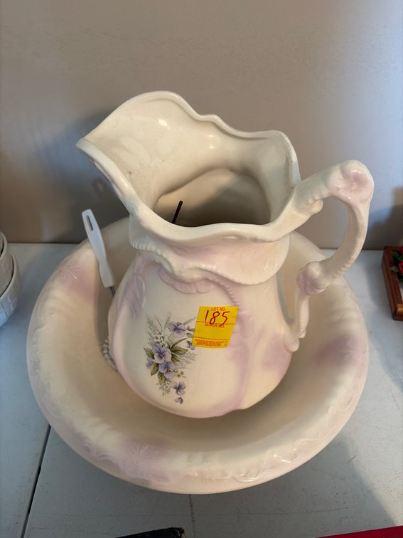 Floral pitcher and bowl
