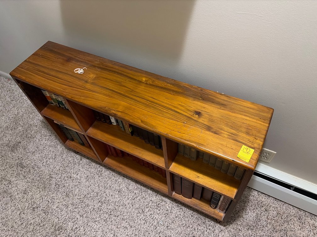 Antique book shelf and books
