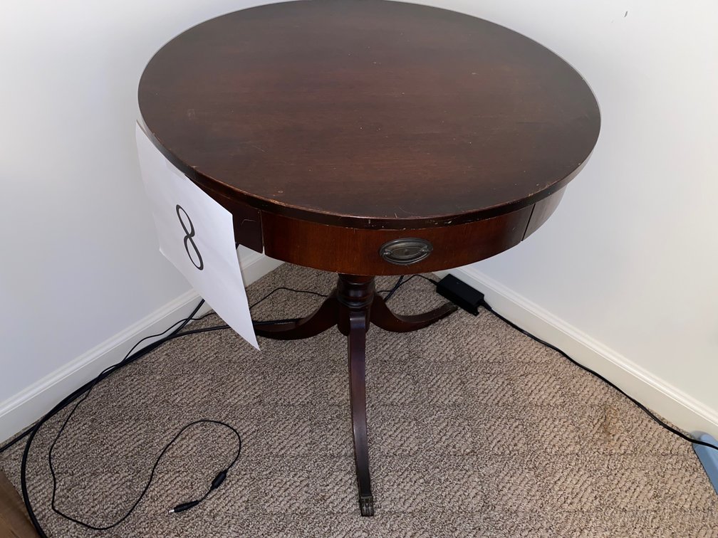 DUNCAN PHYFE STYLE PEDESTAL DRUM MAHOGANY TABLE
