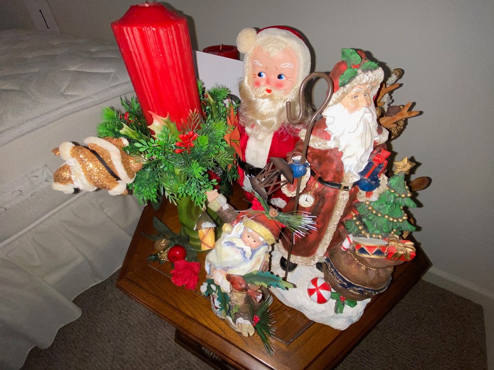 CHRISTMAS DEAL-THREE CANDLES, FOUR SANTAS, ONE REINDEER