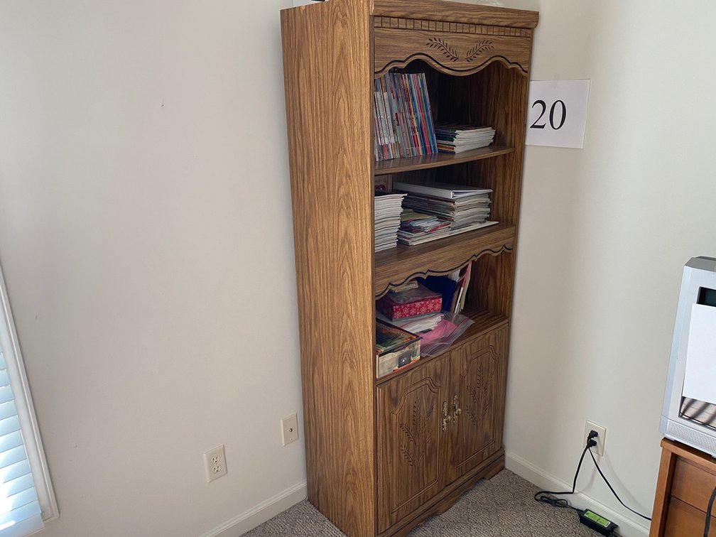 TWO DOOR THREE SHELF BOOKCASE APPROXIMATELY 71"X29.5"
