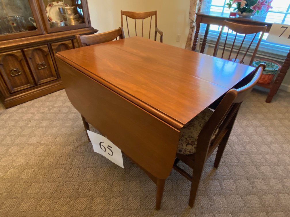 MID CENTURY DROP LEAF DINING WALNUT TABLE (MORE IN DESCRIPTION)