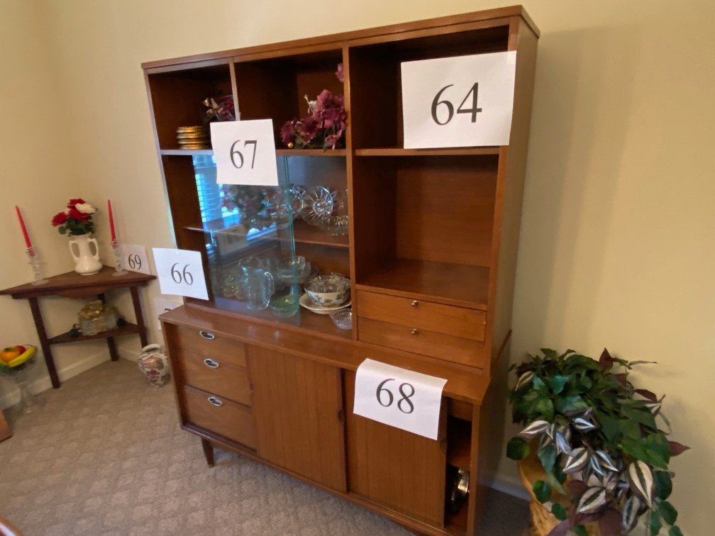 54"X69 1/2" MID CENTURY SIDEBOARD/CHINA CABINET-TWO PIECES