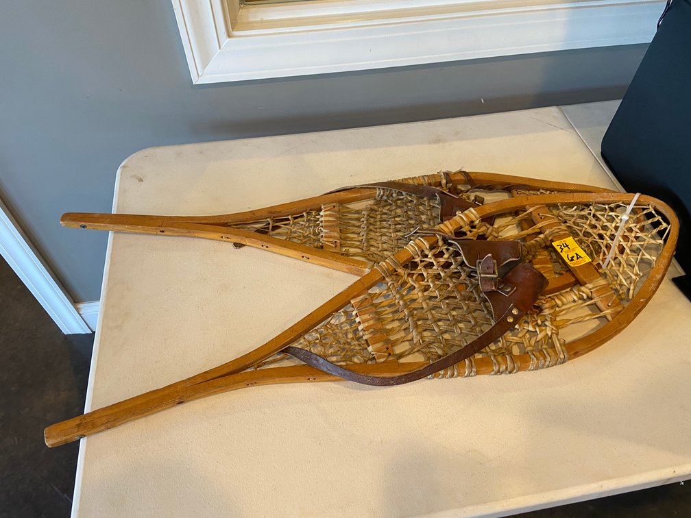 APPROX 37" VINTAGE WOODEN SNOW SHOES