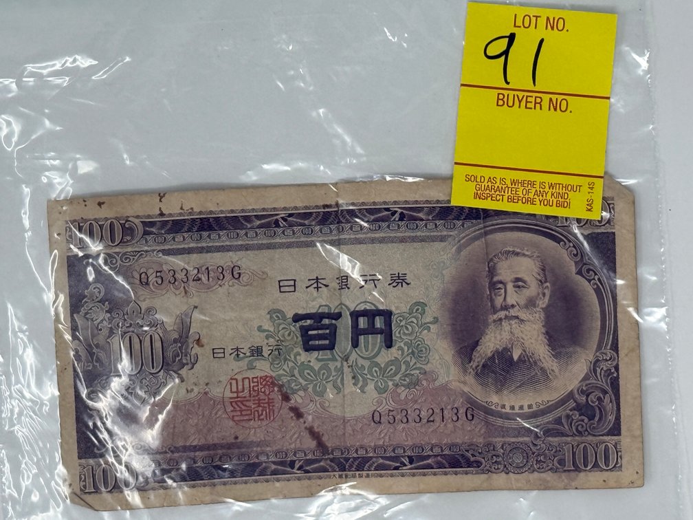 100 YEN JAPANESE BANK NOTE