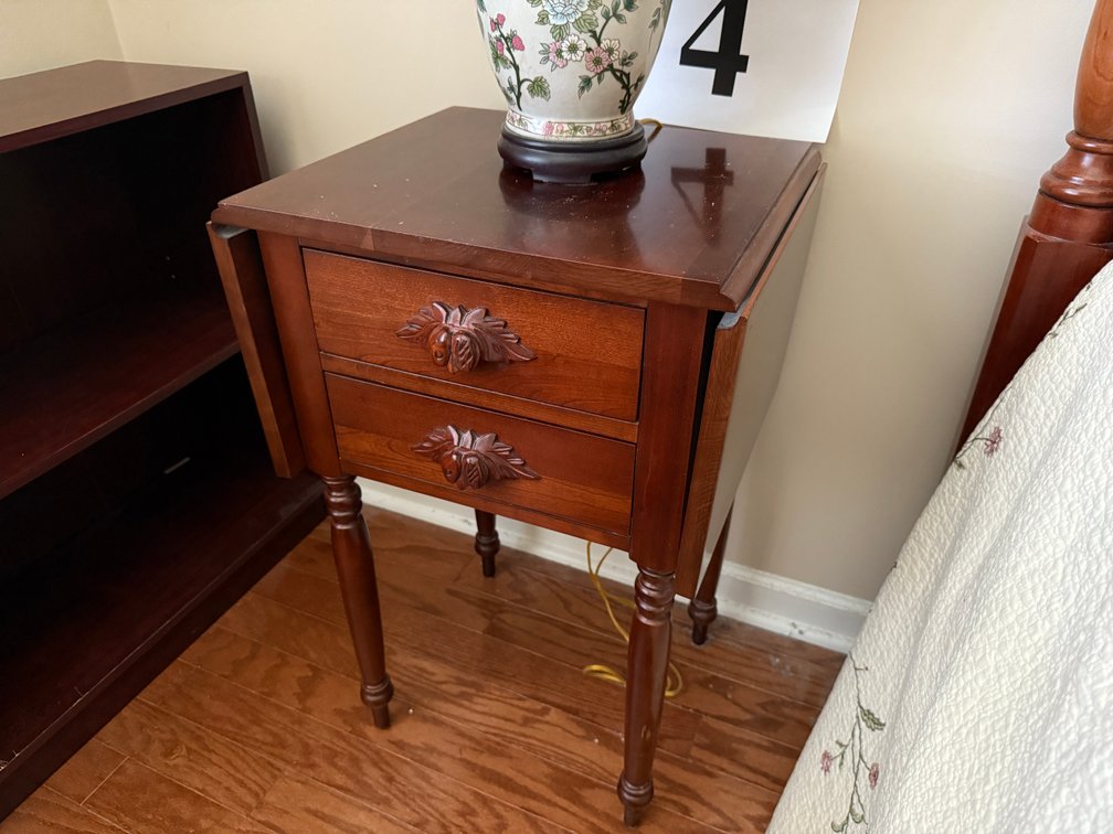 CHERRY 2 DRAWER DROP LEAF NIGHTSTAND