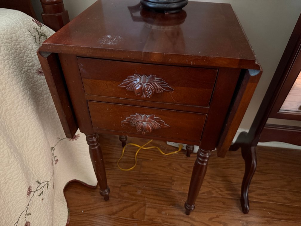 CHERRY 2 DRAWER DROP LEAF NIGHTSTAND