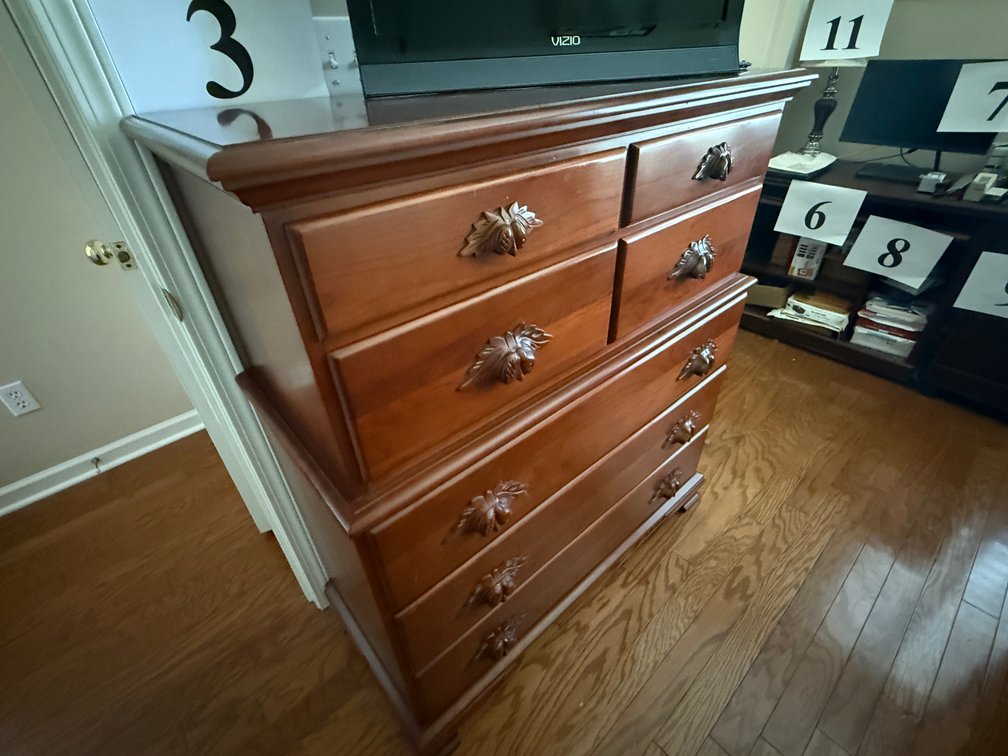 CHERRY 7 DRAWER CHEST ON CHEST OF DRAWERS