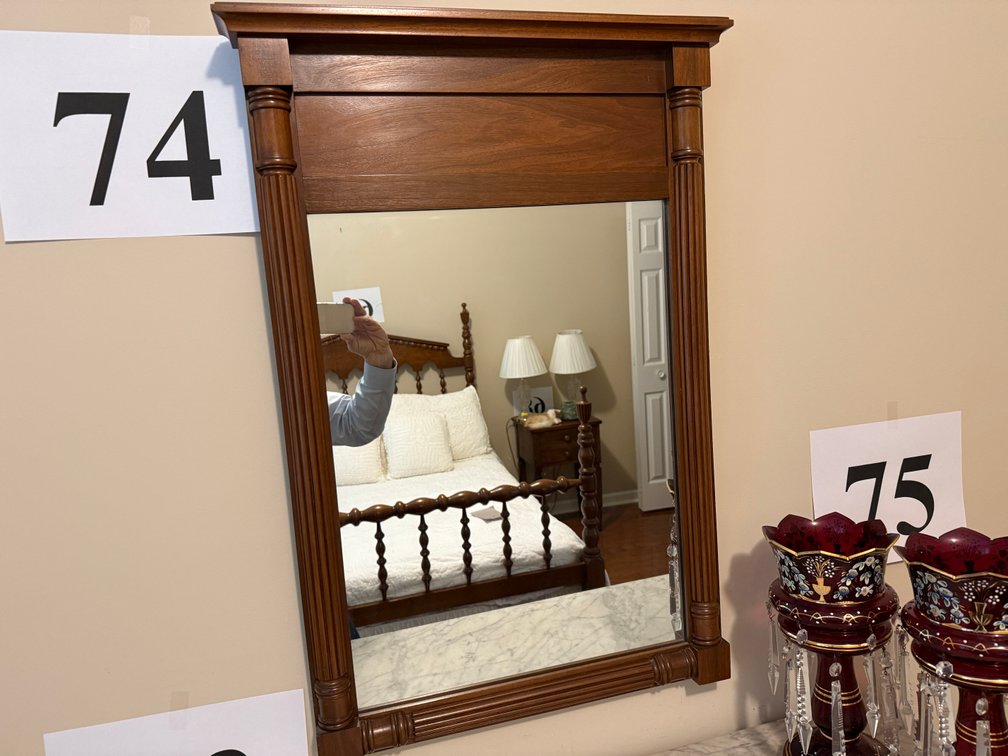 REEDED COLUMN, WALNUT HANGING MIRROR