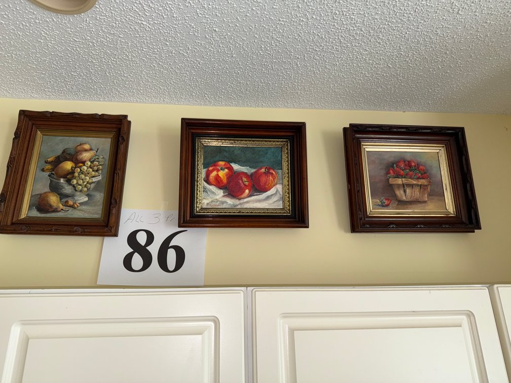 3 FRAMED PAINTINGS GOLDEN