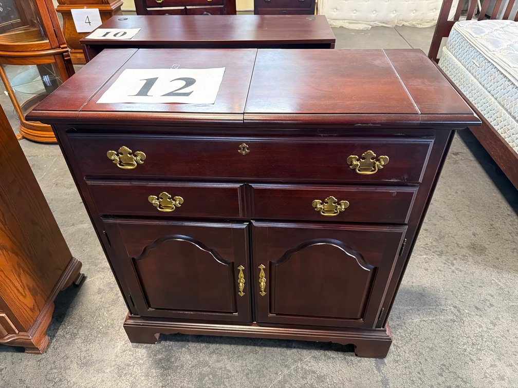 AMERICAN DREW 2 DRAWER 2 DOOR DARK WOOD SIDEBOARD