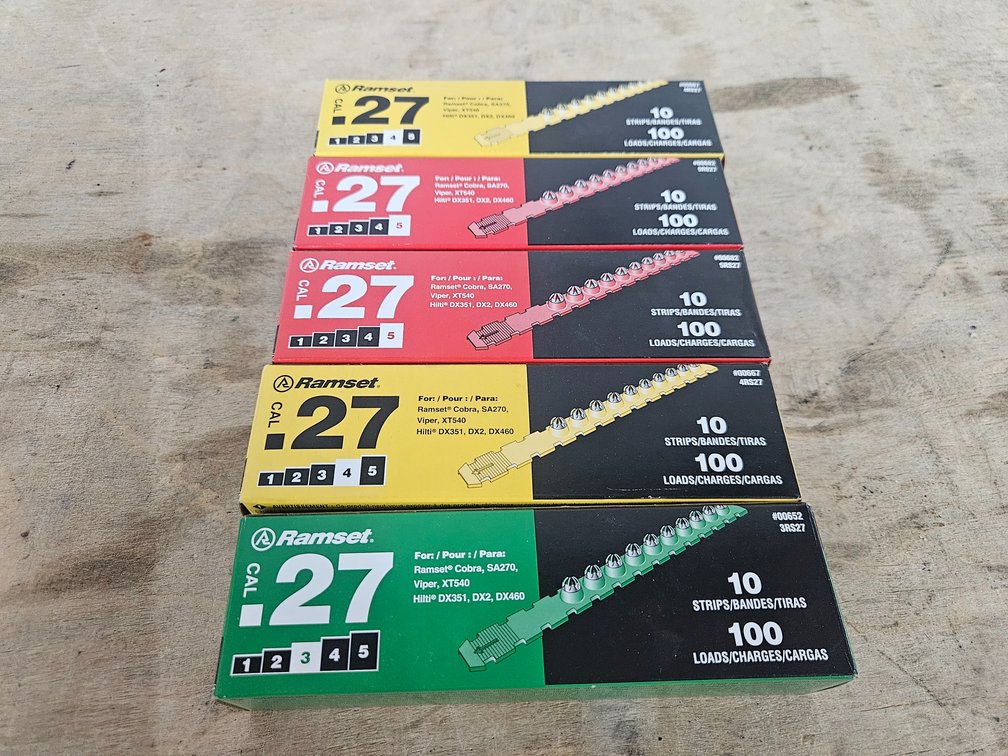 5 Boxes Assorted Ramset Charges