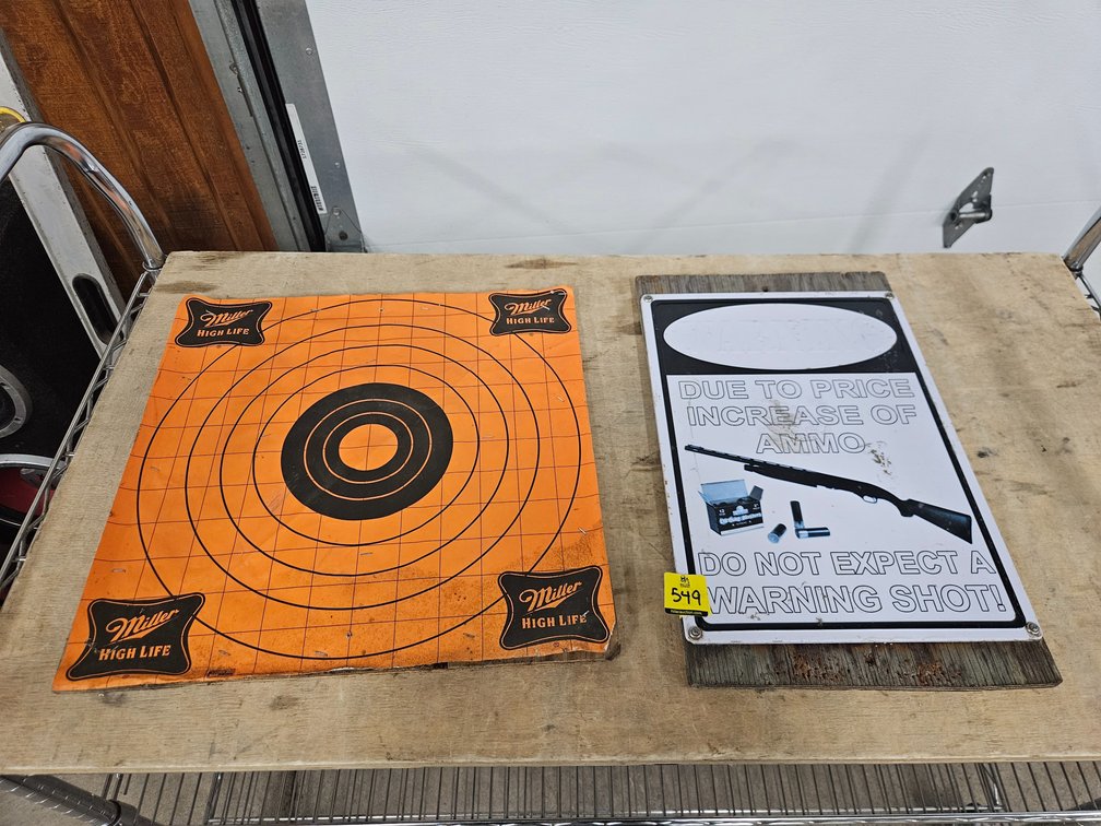 1 Tin Sign & 1 Paper Miller Shooting Target
