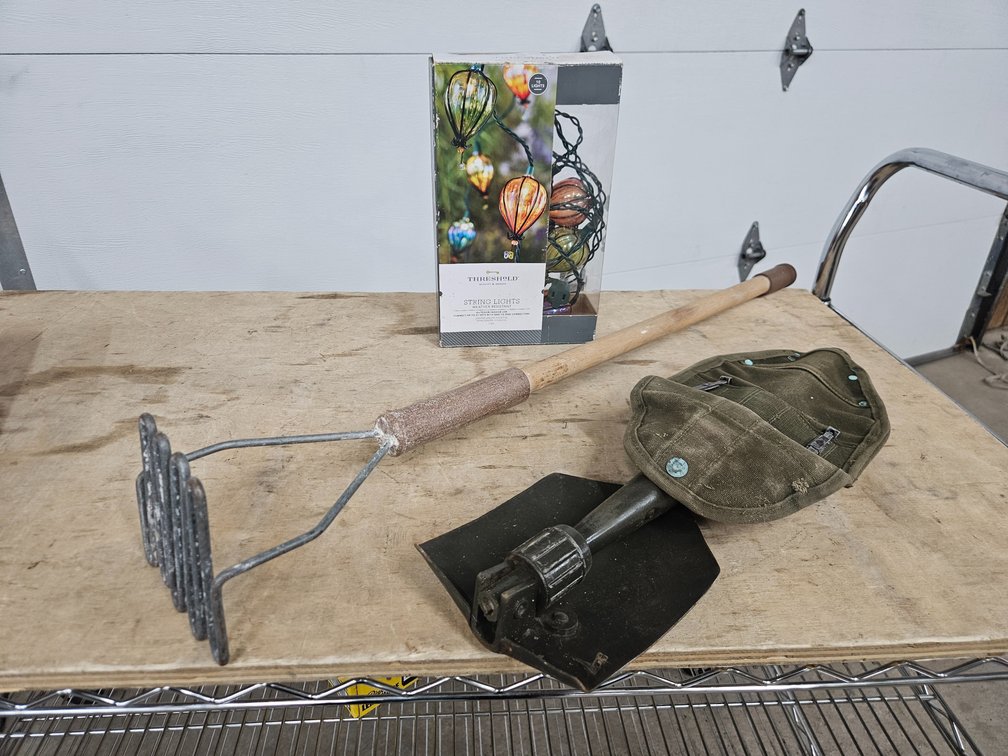 Collapsible Shovel, New String Lights & Handled Tool