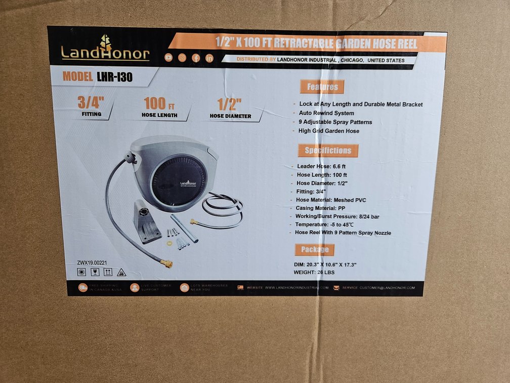 1/2" x 100' Retractable Garden Hose Reel